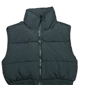 Cotton On Body Womens Medium Black Cropped Full Zip Puffer Vest